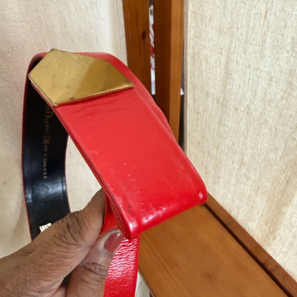 Christian Dior vintage red patent leather belt